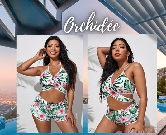 Ensemble short orchidée